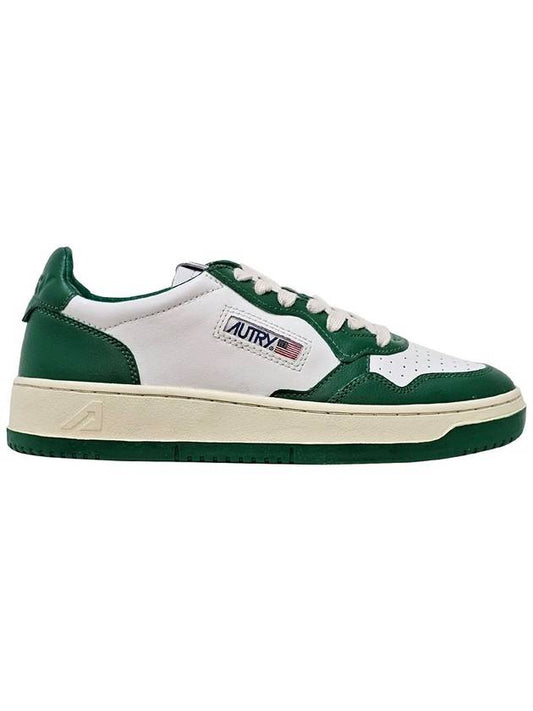 Men's Medalist Leather Low Top Sneakers Green - AUTRY - BALAAN 2