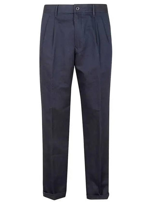 Linen tapered straight pants navy - INCOTEX - BALAAN 2