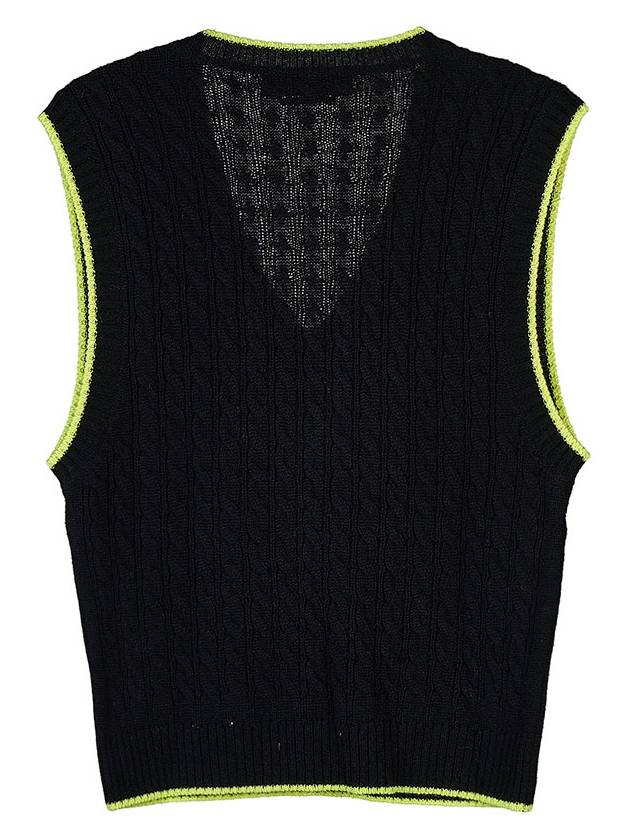 Embroidered Micro Logo Wool Vest Black - MSGM - BALAAN 3