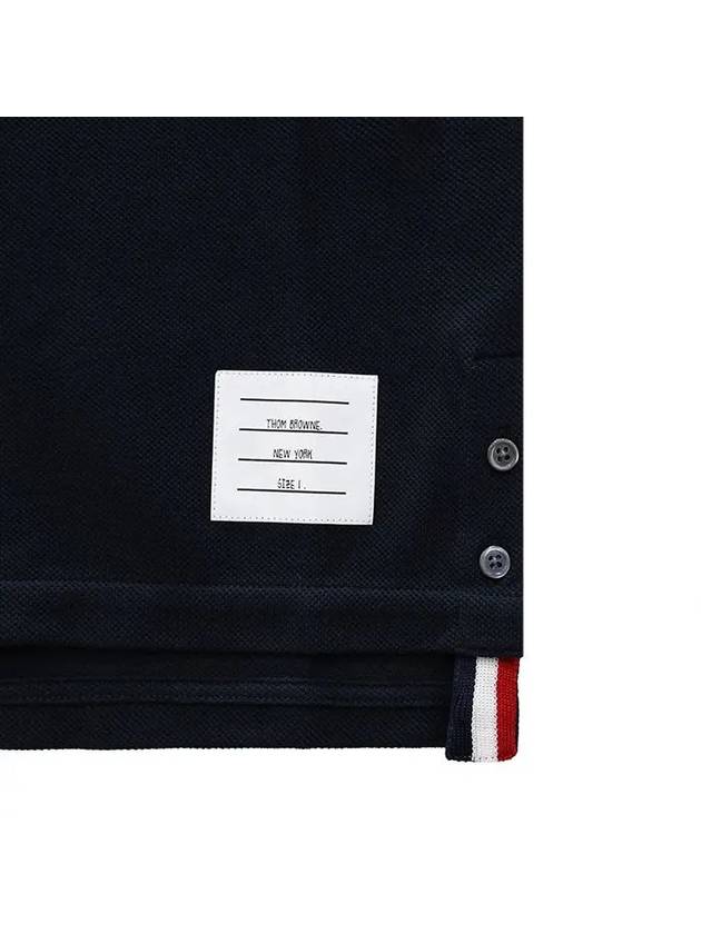 Men's Cotton Pique Center Bag Striped Short Sleeve Polo Shirt  Navy - THOM BROWNE - BALAAN 5