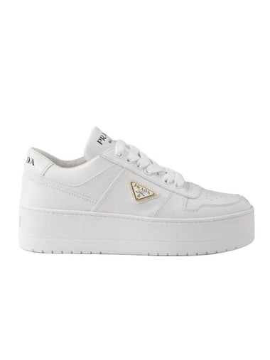 Downtown Bold Leather Low Top Sneakers White - PRADA - BALAAN 1