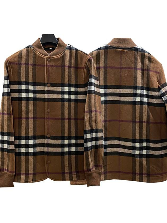 Quilted Check Wool Blend Bomber Jacket Dark Birch Brown - BURBERRY - BALAAN 2