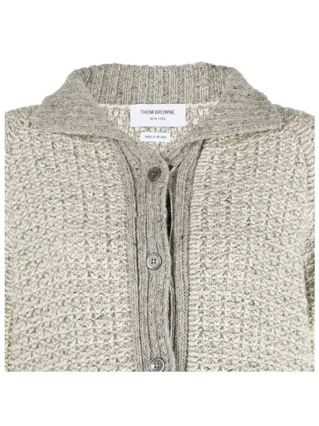 4 Bar Raglan Polo Tweed Cardigan Grey - THOM BROWNE - BALAAN 5