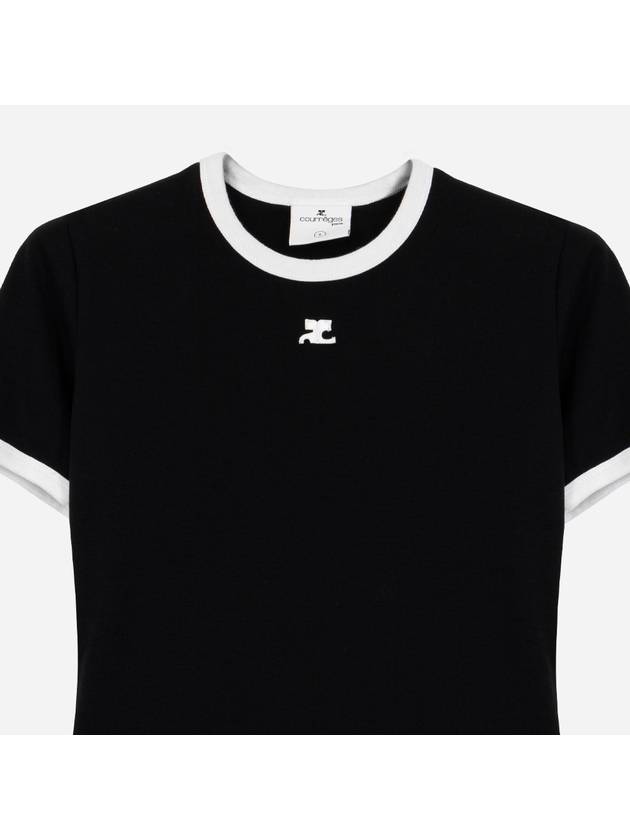 Contrast Signature Short Sleeve T-Shirt Black - COURREGES - BALAAN 3