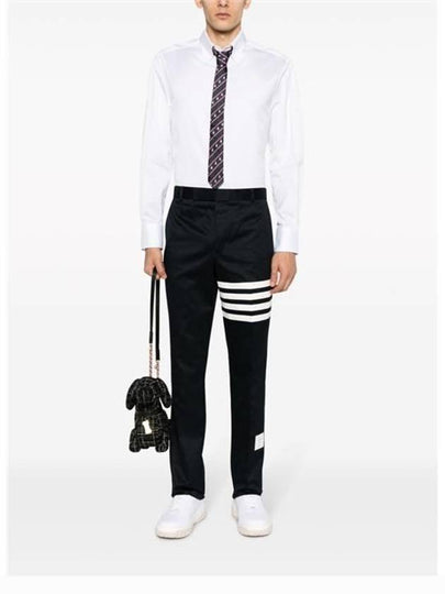 Diagonal Unconstructed Chino Straight Pants Navy - THOM BROWNE - BALAAN 2