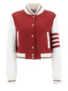 4-Bar Crop Varsity Cashmere Bomber Jacket Red - THOM BROWNE - BALAAN 2