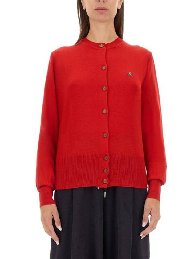 Bea Logo Wool Cardigan Red - VIVIENNE WESTWOOD - BALAAN 2