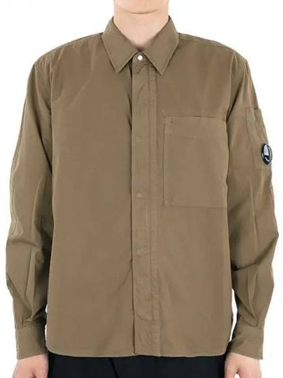 Gabardine Utility Long Sleeve Shirt Brown - CP COMPANY - BALAAN 2