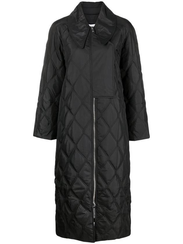 Ripstop Quilted Zip-Up Long Padding Black - GANNI - BALAAN 2