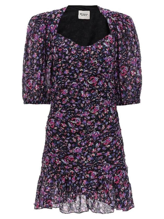 Women's Printed Cotton Short Dress Black - ISABEL MARANT ETOILE - BALAAN 2