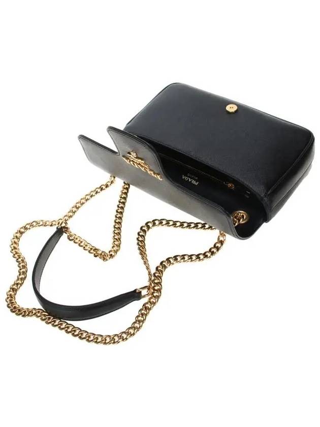 Saffiano Chain Cross Bag Black - PRADA - BALAAN 7