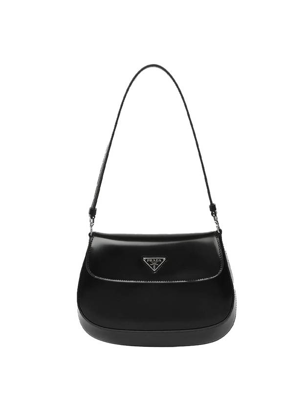 Cleo Brushed Flap Shoulder Bag Black - PRADA - BALAAN 1