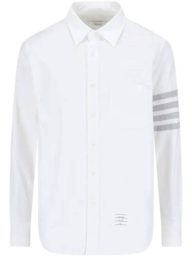 4 Bar Stripe Long Sleeve Shirt White - THOM BROWNE - BALAAN 2