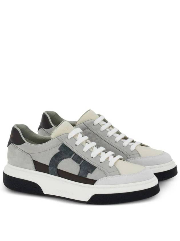 Gancini Outline Low-Top Sneakers Grey - SALVATORE FERRAGAMO - BALAAN 3