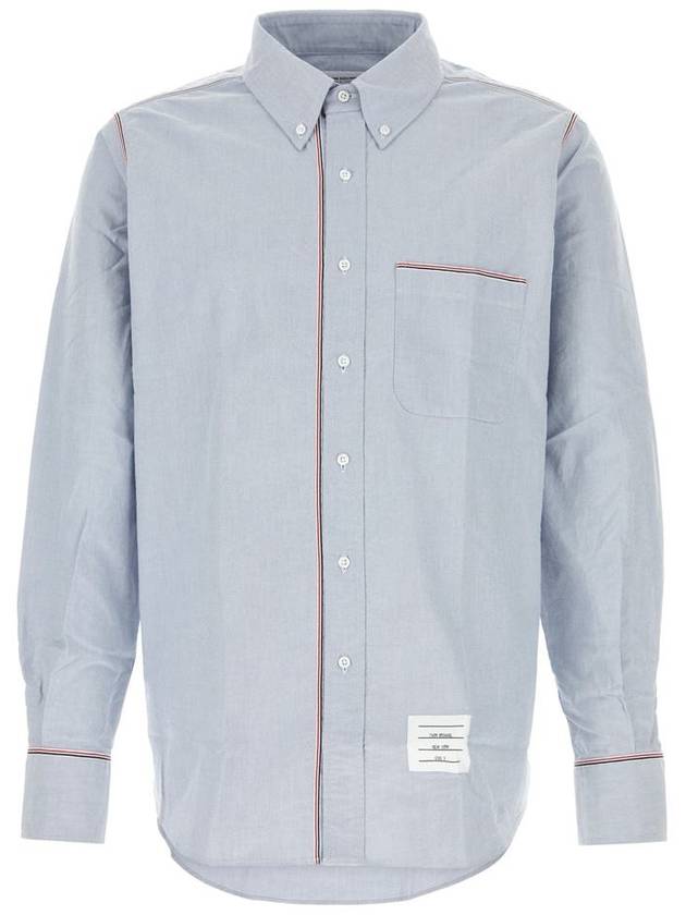 Oxford Grosgrain Framing Long Sleeve Shirt Light Blue - THOM BROWNE - BALAAN 2