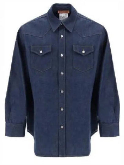 Button Up Denim Long Sleeve Shirt Blue - ACNE STUDIOS - BALAAN 2