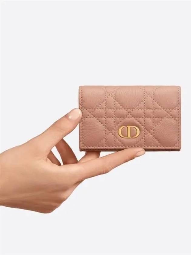 Caro XS Supple Cannage Calfskin Card Wallet Rose Des Vents - DIOR - BALAAN 5