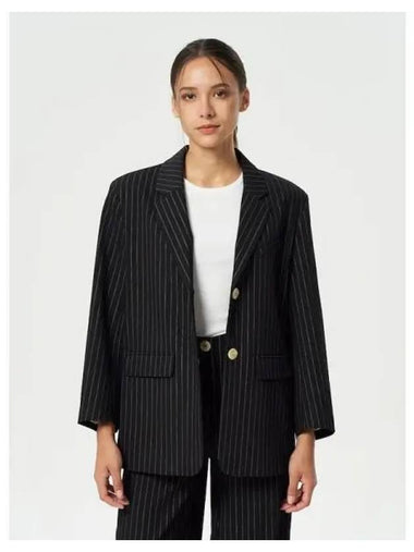 Striped suit boxy loose blazer black domestic product GM0024052059214 - GANNI - BALAAN 1