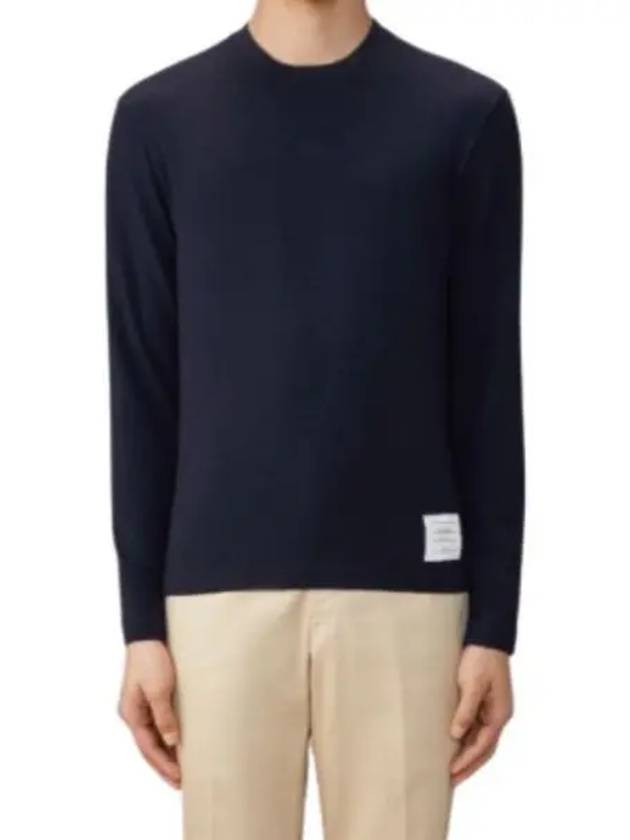 4 Bar Jersey Stretch Wool Knit Top Navy - THOM BROWNE - BALAAN 2