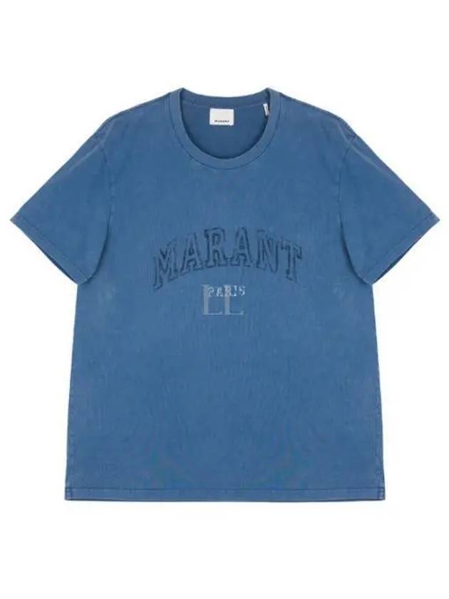 Honore Logo Cotton Short Sleeve T-Shirt Blue - ISABEL MARANT - BALAAN 2