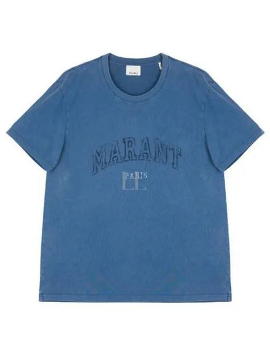 Honore Logo Cotton Short Sleeve T-Shirt Blue - ISABEL MARANT - BALAAN 2