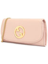 Women's Blondie Continental Chain Leather Long Wallet Pink - GUCCI - BALAAN 3