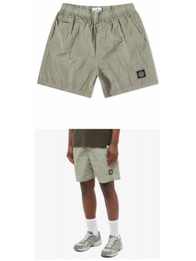 Men's Logo Patch Nylon Swim Shorts Light Green - STONE ISLAND - BALAAN 5