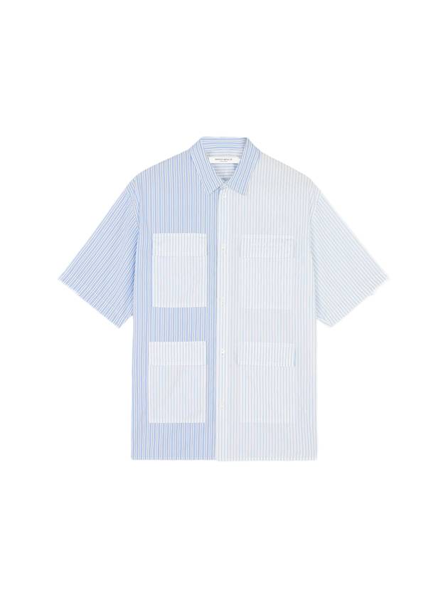 Multi-Pocket Short Sleeve Shirt Blue - MAISON KITSUNE - BALAAN 1