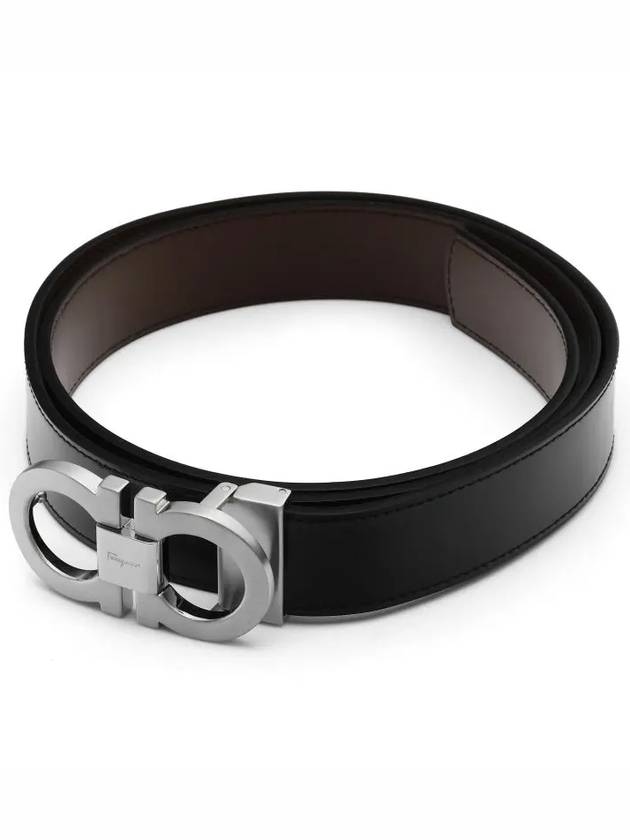 Double Gancini Reversible Leather Belt Black Auburn - SALVATORE FERRAGAMO - BALAAN 5