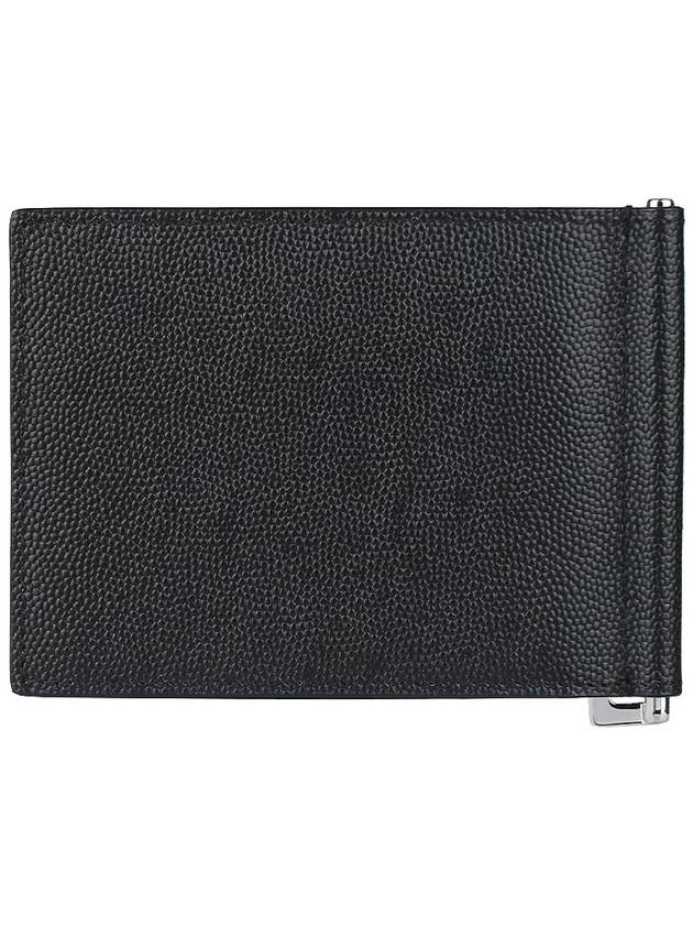 Textured Classic Leather Money Clip Half Wallet Black - SAINT LAURENT - BALAAN 4