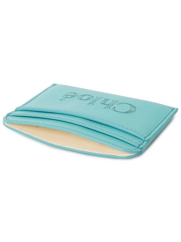 Sense Embroidered Logo Calfskin Card Wallet Light Blue - CHLOE - BALAAN 5