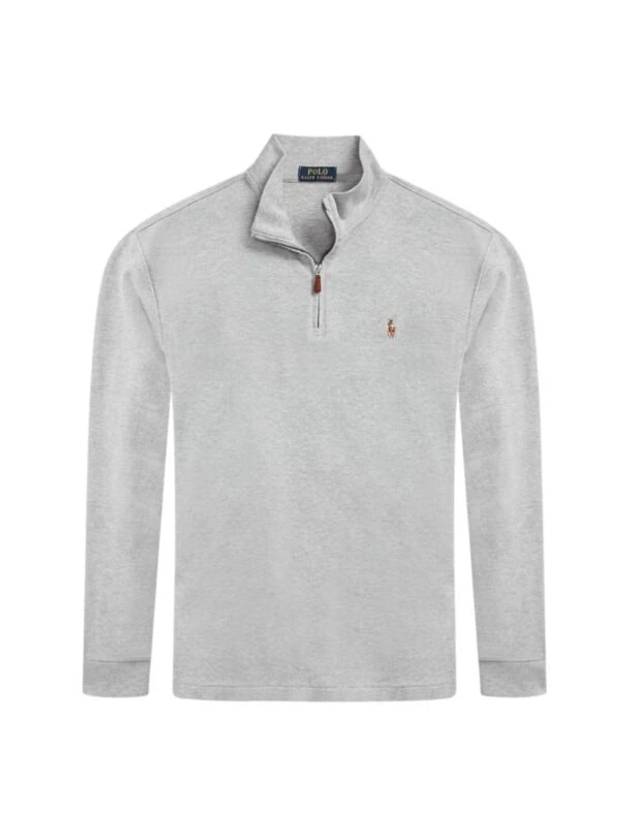 Embroidered Pony Logo Half Zip-Up Knit Top Grey - POLO RALPH LAUREN - BALAAN 2