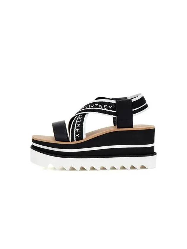 Sneak Elyse Striped Platform Sandals Black - STELLA MCCARTNEY - BALAAN 1