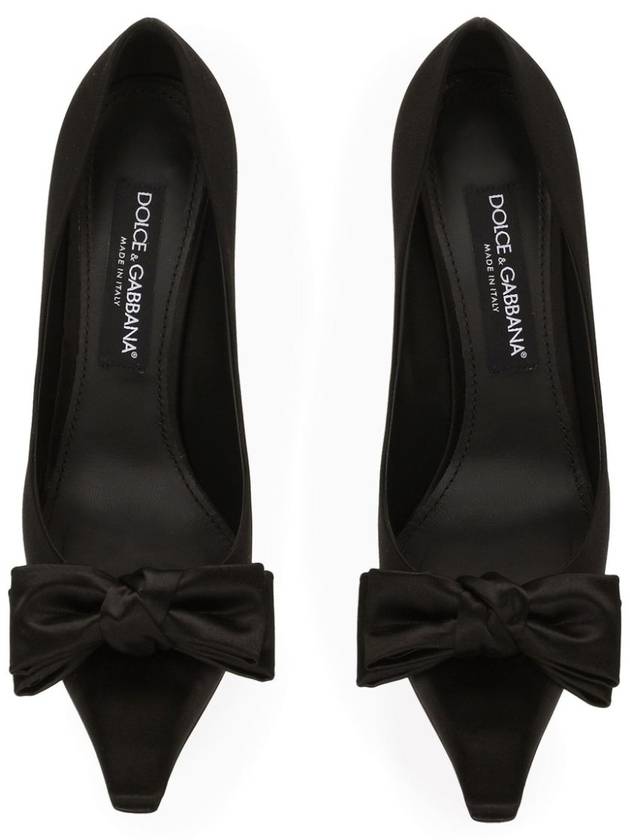 Women s Bow Detail Satin Pumps Heel Black - DOLCE&GABBANA - BALAAN 3