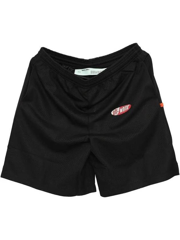 Split Logo Mesh Shorts Black - OFF WHITE - BALAAN 1