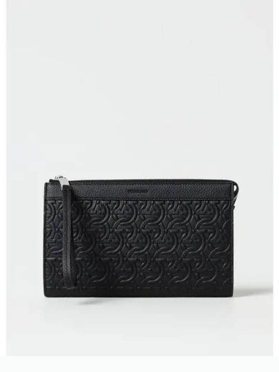 Embossed Logo Zipped Clutch Bag Black - SALVATORE FERRAGAMO - BALAAN 2