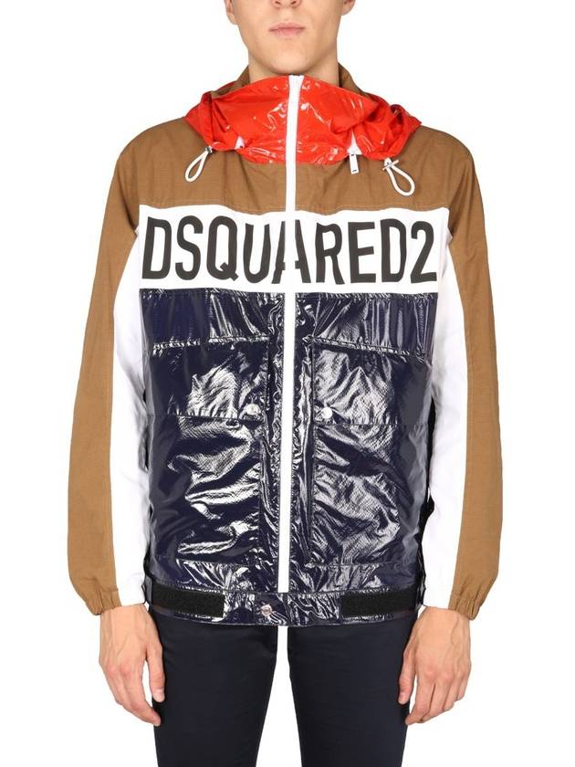 Men's Big Logo Bomber Jacket Navy Beige - DSQUARED2 - BALAAN 2