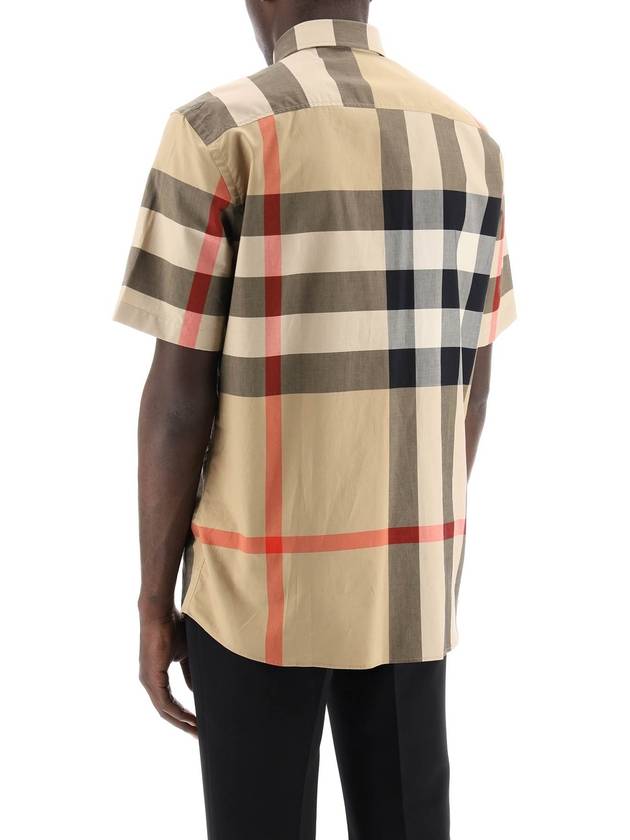 Men's Check Motif Cotton Short Sleeve Shirt Beige - BURBERRY - BALAAN 4