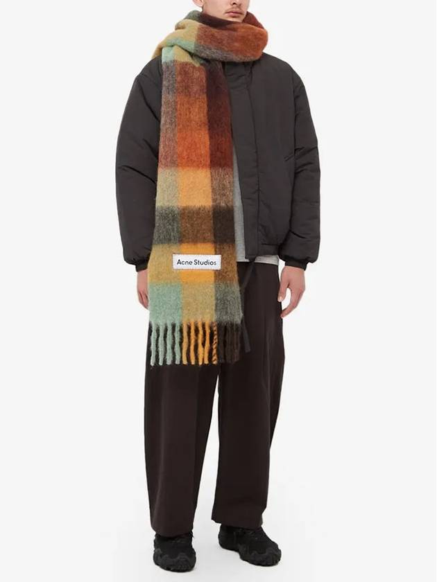 Check Mohair Muffler Chestnut Brown Yellow Green - ACNE STUDIOS - BALAAN 6