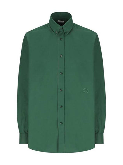 Cotton Oxford Long Sleeve Shirt Green - BURBERRY - BALAAN 2