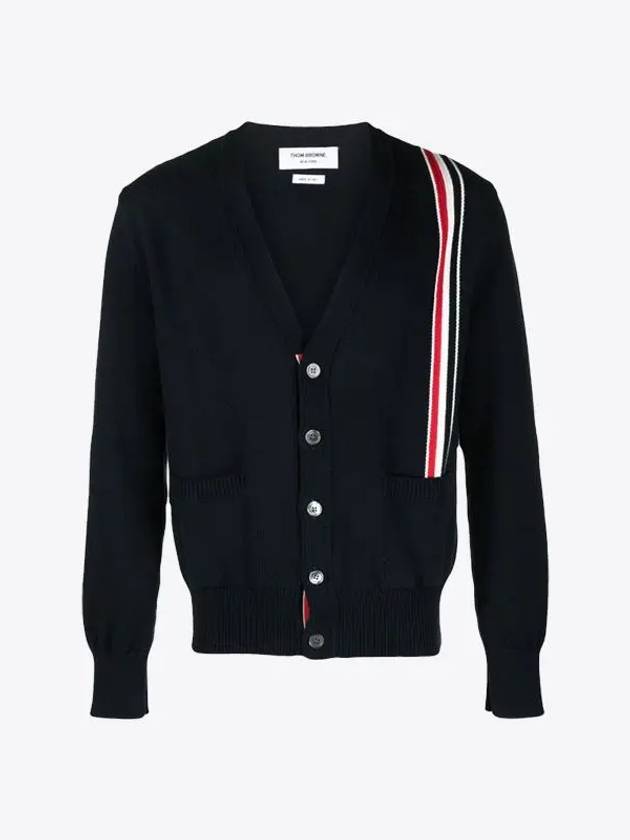 RWB Striped Intarsia Cotton Cardigan Navy - THOM BROWNE - BALAAN 2