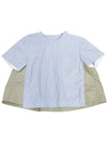 Cotton Poplin Nylon Twill Pullover Short Sleeve Shirt Light Blue - SACAI - BALAAN 2