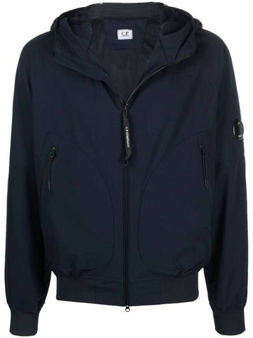 Men's Protech Mesh Lens Hood Zip-Up Navy - CP COMPANY - BALAAN.