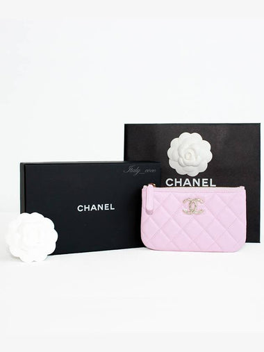 Season CC Logo Pouch Caviar Pink Champagne Gold AP3980 B16267 NW780 - CHANEL - BALAAN 1