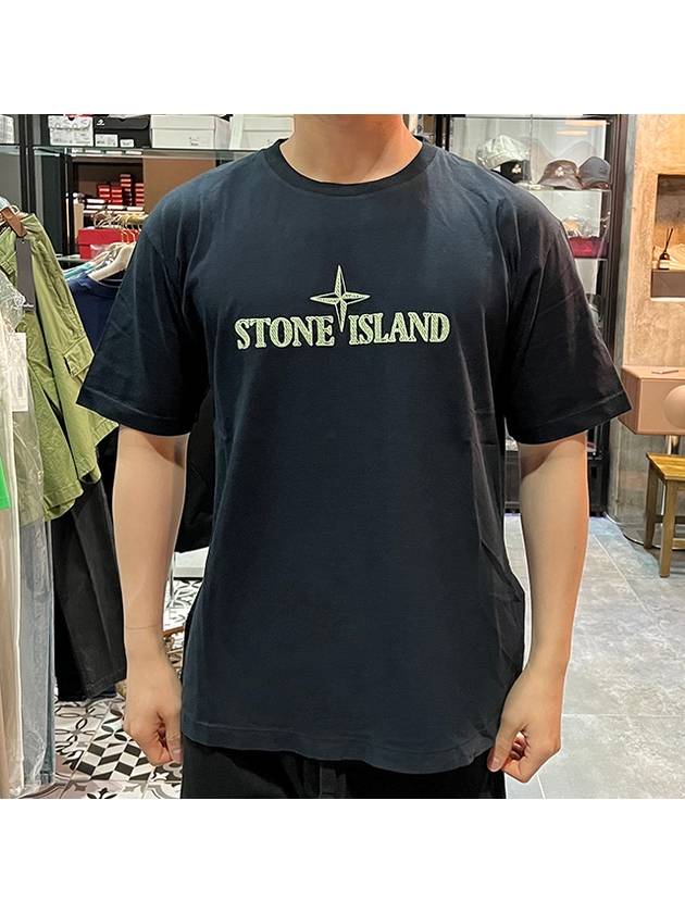 Stitches Two Embroidery Short Sleeve T-Shirt Navy - STONE ISLAND - BALAAN 3