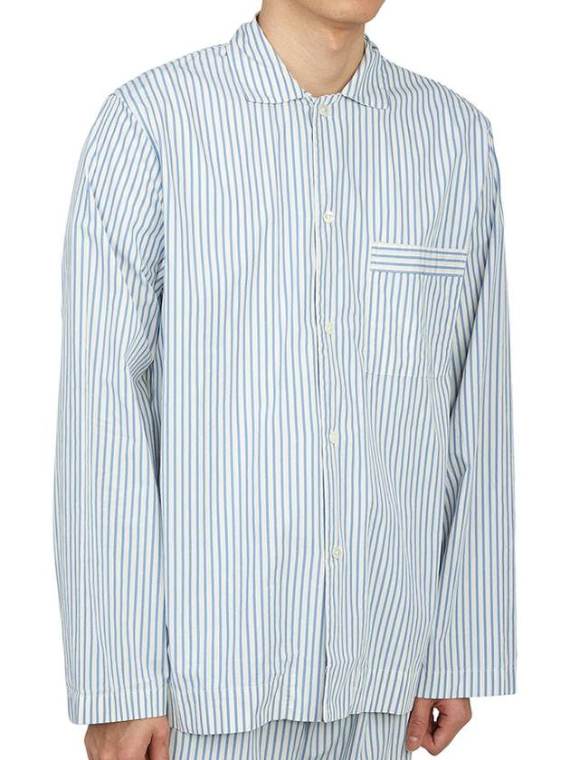 Poplin Pajamas Long Sleeve Shirt Blue Stripes - TEKLA - BALAAN 4