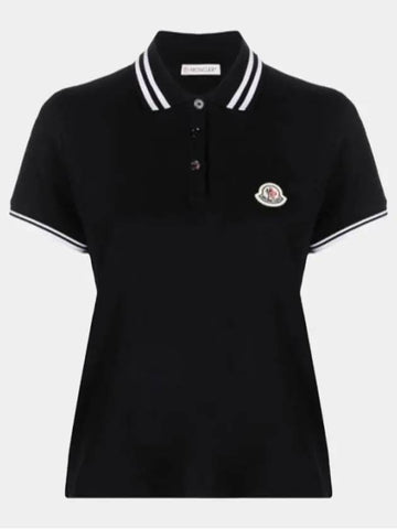 Women s Logo Patch Polo Short Sleeve T Shirt Black 8A00009 84720 999 - MONCLER - BALAAN 1