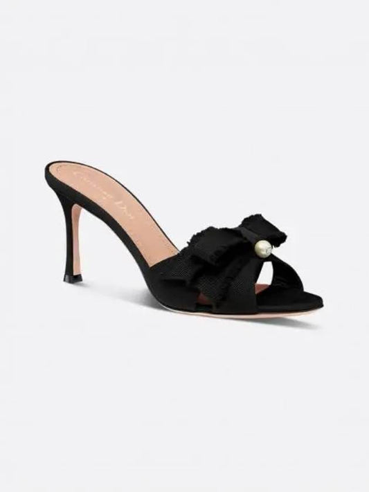 Adiorable Fringed Grosgrain Sandal Heels Black - DIOR - BALAAN 2