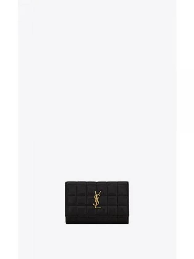 Cassandra Quilting Leather Half Wallet Black - SAINT LAURENT - BALAAN 2