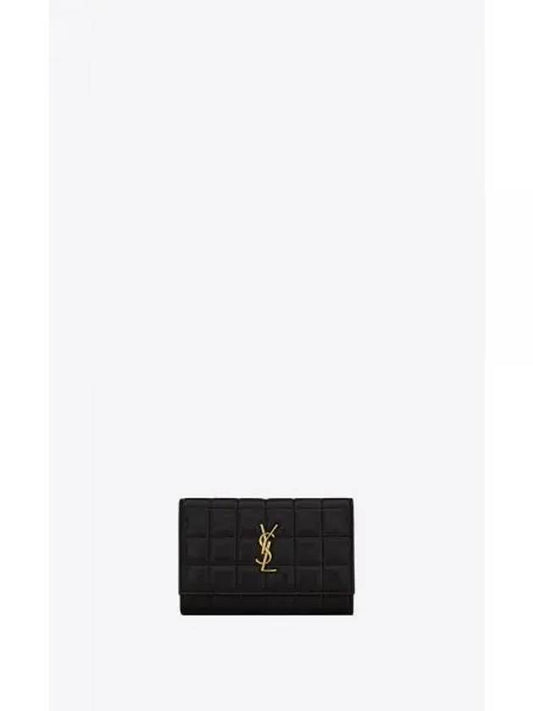 Cassandra Quilting Leather Half Wallet Black - SAINT LAURENT - BALAAN 2